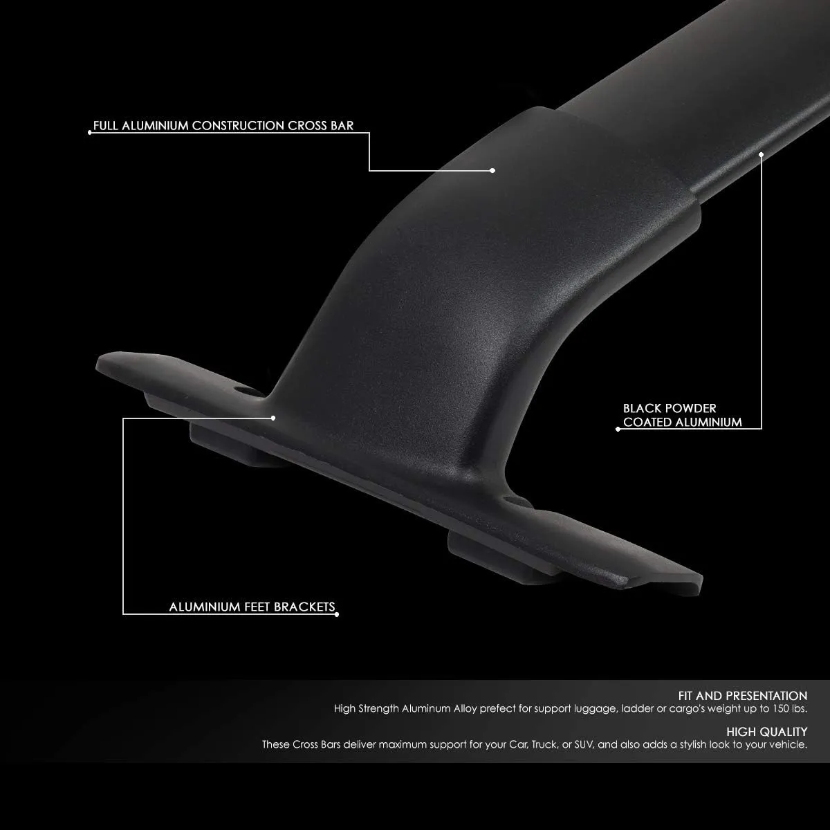 DNA MOTORING PT-ZTL-8072 Pair Aluminum Car Roof Rack Cross Bars Compatible with 15-18 Nissan Murano,Black
