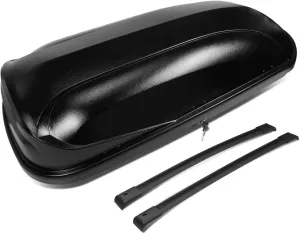 DNA MOTORING Rooftop Cargo Box Carrier Compatible with 03-08 Honda Pilot, Lockable Waterproof Hard Shell Top Mount Carrier w/Lock Keys   Pair Aluminum Roof Rail Cross Bars, Black, PT-ZTL-8094-BK