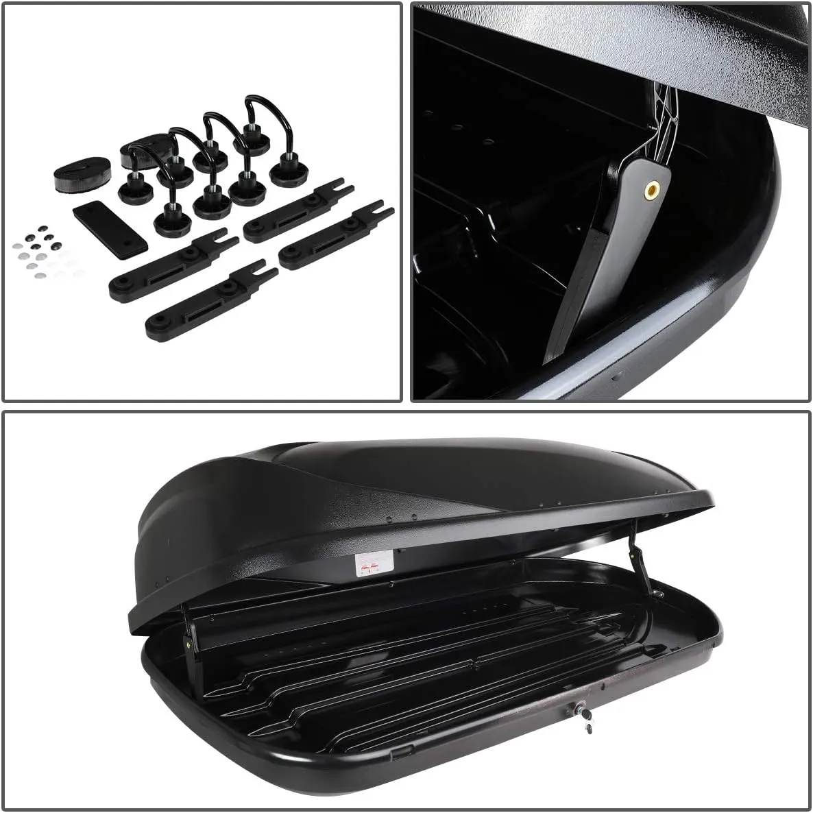 DNA MOTORING Rooftop Cargo Box Carrier Compatible with 03-08 Honda Pilot, Lockable Waterproof Hard Shell Top Mount Carrier w/Lock Keys   Pair Aluminum Roof Rail Cross Bars, Black, PT-ZTL-8094-BK