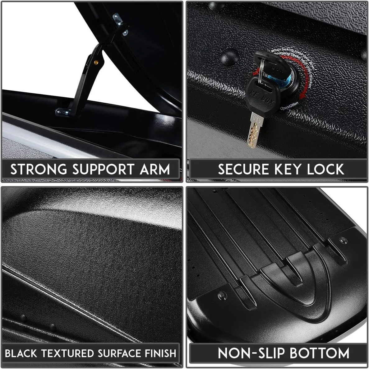 DNA MOTORING Rooftop Cargo Box Carrier Compatible with 03-08 Honda Pilot, Lockable Waterproof Hard Shell Top Mount Carrier w/Lock Keys   Pair Aluminum Roof Rail Cross Bars, Black, PT-ZTL-8094-BK