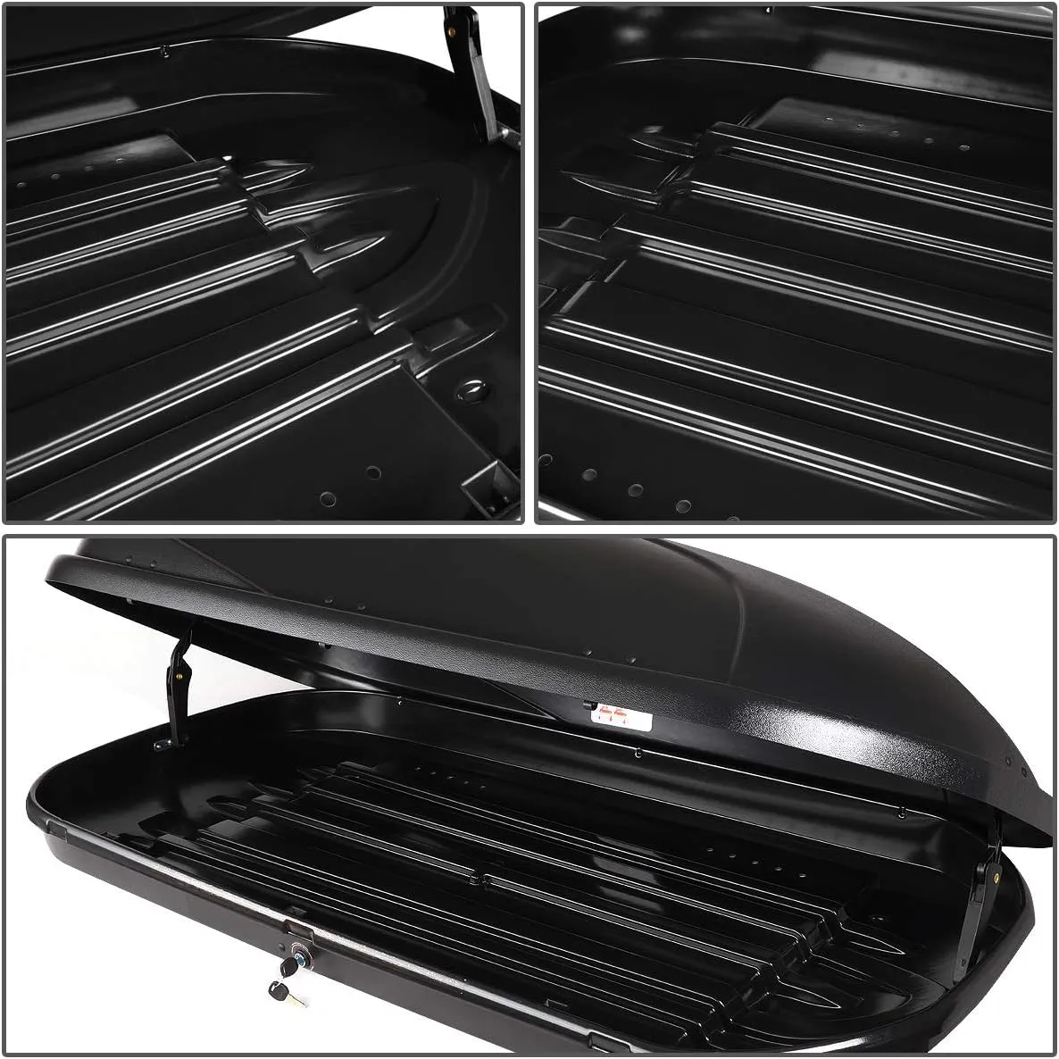 DNA MOTORING Rooftop Cargo Box Carrier Compatible with 03-08 Honda Pilot, Lockable Waterproof Hard Shell Top Mount Carrier w/Lock Keys   Pair Aluminum Roof Rail Cross Bars, Black, PT-ZTL-8094-BK