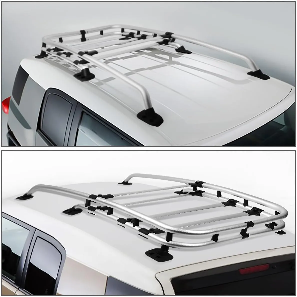 DNA Motoring RROEM-FJ07-CH Chrome Aluminum Roof Rack Rail Compatible with 07-14 FJ Cruiser, 150Lbs Load Capacity