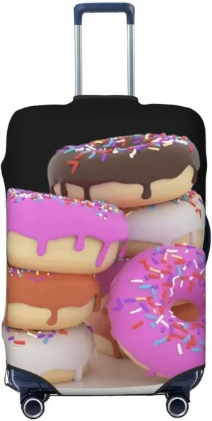 Donuts Fall on Plate Travel Luggage Cover Fits 18/24/28/32 Inch Luggage, Elastic Suitcase Cover Protector with Concealed Zipper for Wheeled Suitcase Tsa Approved
