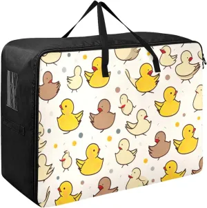 Doodle Ducks Storage Bag, 27.5x19.7x11 in, Garment Storage Organizer Travel Cargo Duffel Bags Zippered Storage Bag for Moving