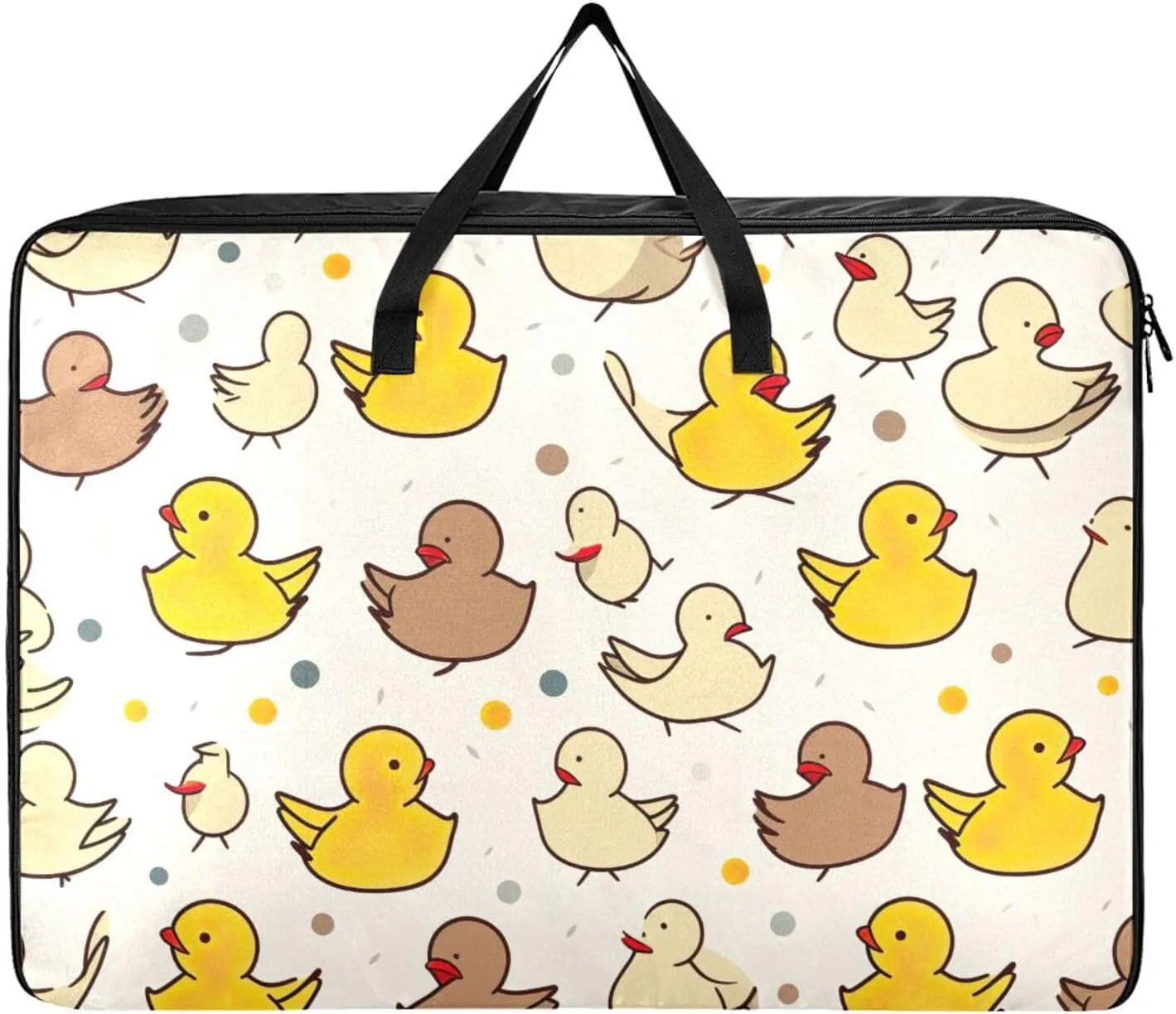 Doodle Ducks Storage Bag, 27.5x19.7x11 in, Garment Storage Organizer Travel Cargo Duffel Bags Zippered Storage Bag for Moving