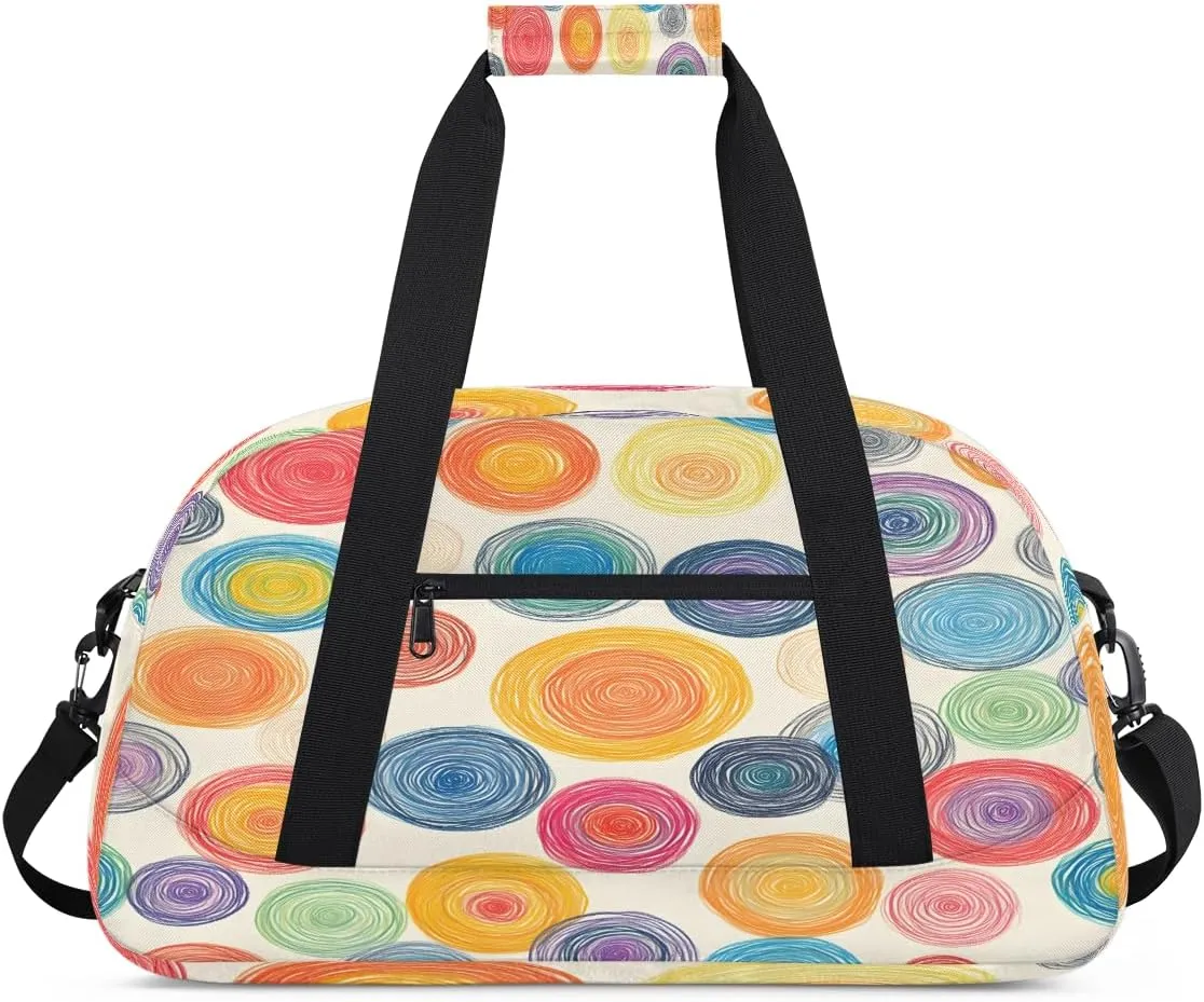 Dots Fantasy Kids Overnighter Duffel Bags for Boys, Carry-On Size Sports Gym Bag with Front Zipper Pocket for School Practice or Overnight Travel Weekender Sleepover Tote Bag