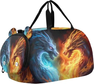 Dragon Kids Overnight Sports Duffel Bags with Shoe Compartment & Wet Pocket Travel Sport Gym Bag for Girls Boys
