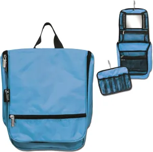 Dream Duffel Hanging Cosmetic Case for Women & Kids, Travel Toiletry Bag with Pockets & Mirror, Holds Dance Competition Essentials, 9”x10”, Blue