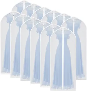 Dress Bags for Hanging Clothes (Set of 12) Breathable Suit Bag Covers with Zip Coat Covers for Closet Garment Bag for Wardrobe Storage and Travel Covers for Coats White - 24'' x 60''