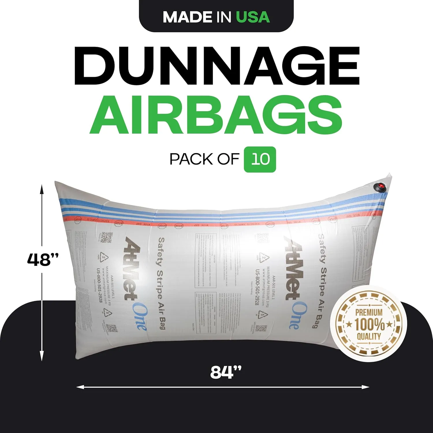 Dunnage Airbags 48" x 84", Pack of 10 - Inflatable & Reusable Woven Polypropylene Dunnage Bags - Prevent Cargo Movement & Damage, Shipment Stabilizer for Pallets, Crates&Barrels by IDL Packaging