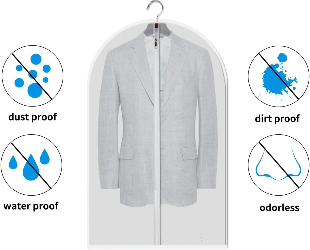 dust proof garment bags - set of 6 pcs 40 inch hanging clothing storage bags and cedar balls,for jacket, shirt, sweater, suit
