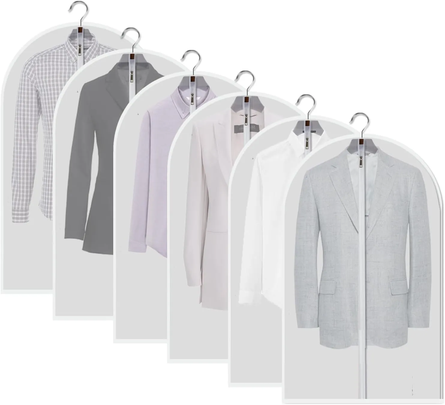 dust proof garment bags - set of 6 pcs 40 inch hanging clothing storage bags and cedar balls,for jacket, shirt, sweater, suit