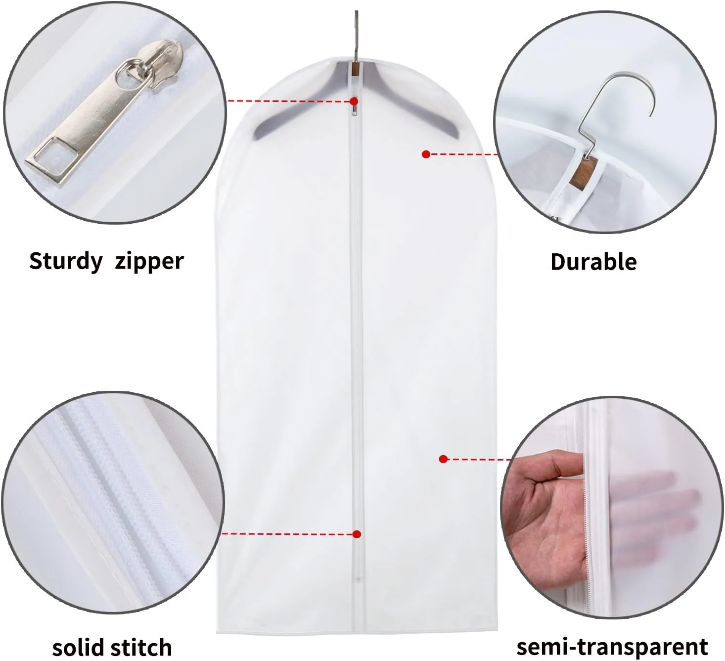 dust proof garment bags - set of 6 pcs 40 inch hanging clothing storage bags and cedar balls,for jacket, shirt, sweater, suit
