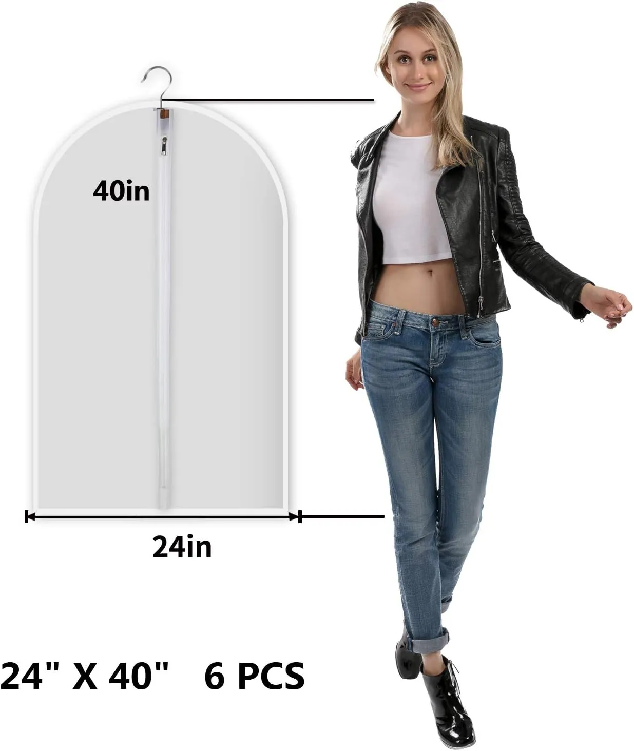 dust proof garment bags - set of 6 pcs 40 inch hanging clothing storage bags and cedar balls,for jacket, shirt, sweater, suit