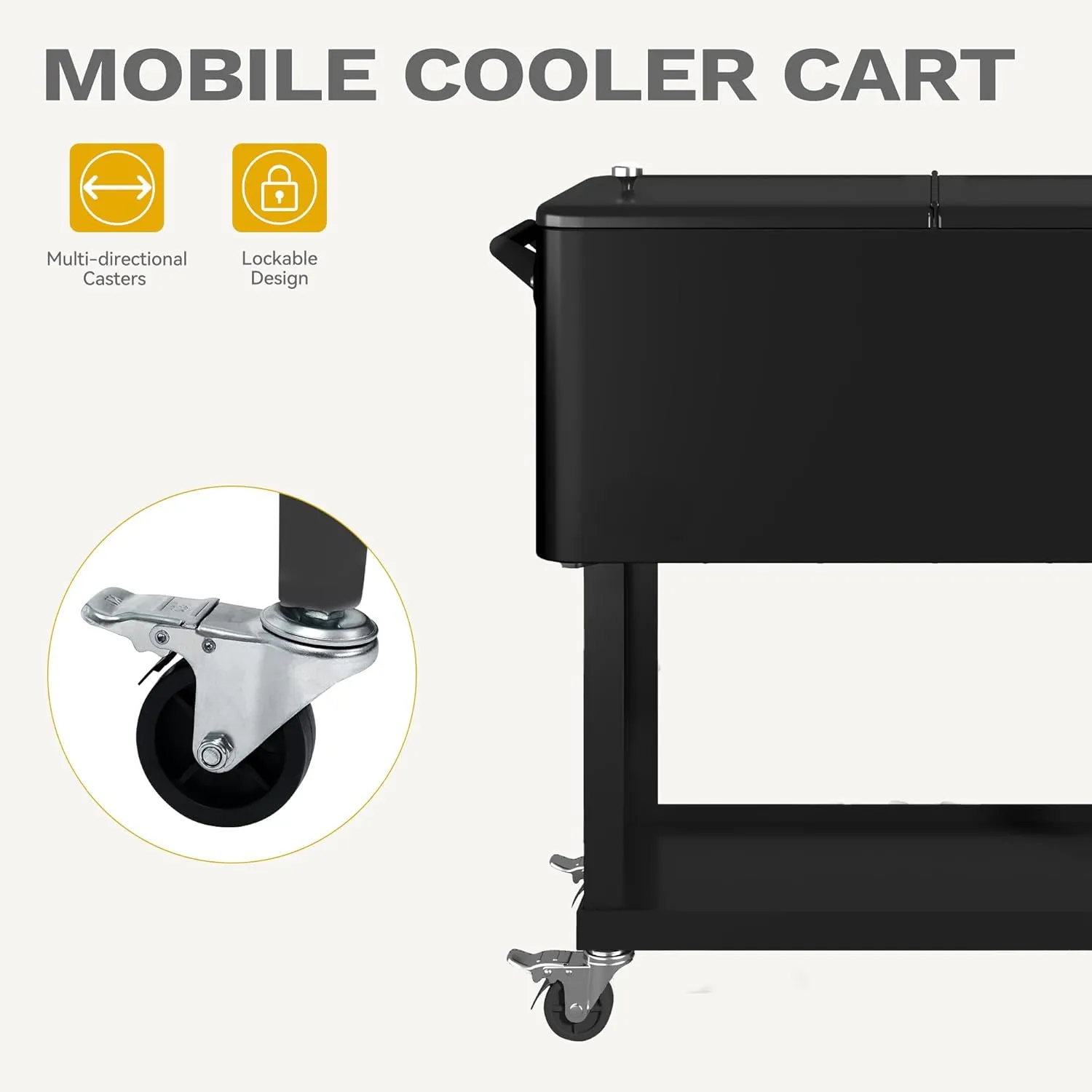 DWVO Ice Chest with Wheels,80 Quart Rolling Cooler with Bottle Opener Drainage, Patio Cooler Cart, Rolling Ice Chest with Handle for Patio Pool Deck Party BBQ Cookouts