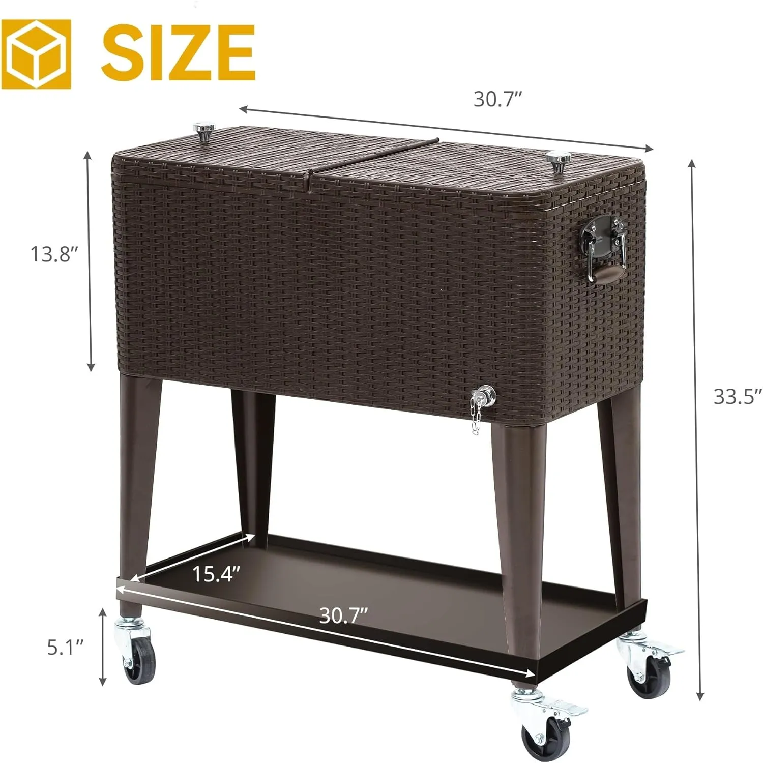 DWVO Ice Chest with Wheels,80 Quart Rolling Cooler with Bottle Opener Drainage, Patio Cooler Cart, Rolling Ice Chest with Handle for Patio Pool Deck Party BBQ Cookouts
