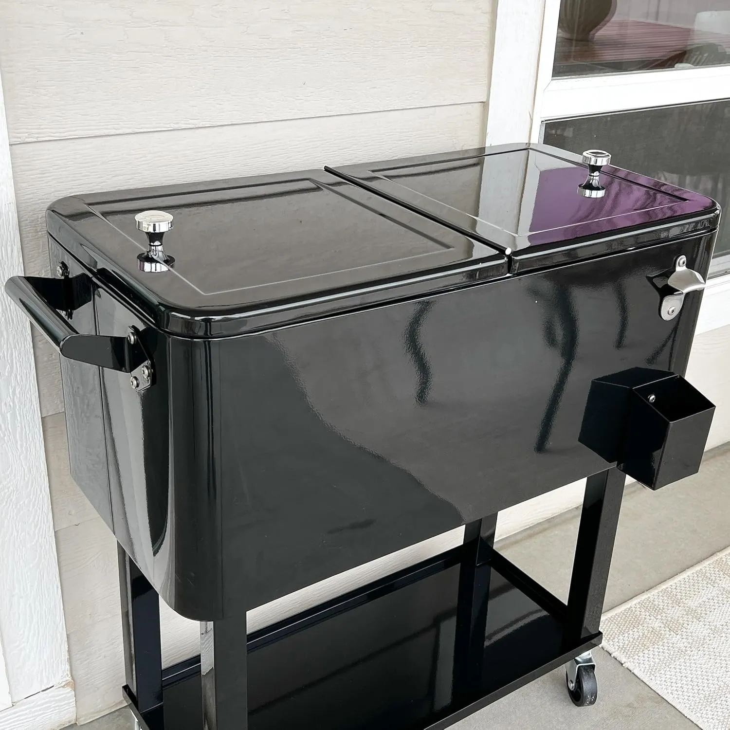 DWVO Ice Chest with Wheels,80 Quart Rolling Cooler with Bottle Opener Drainage, Patio Cooler Cart, Rolling Ice Chest with Handle for Patio Pool Deck Party BBQ Cookouts