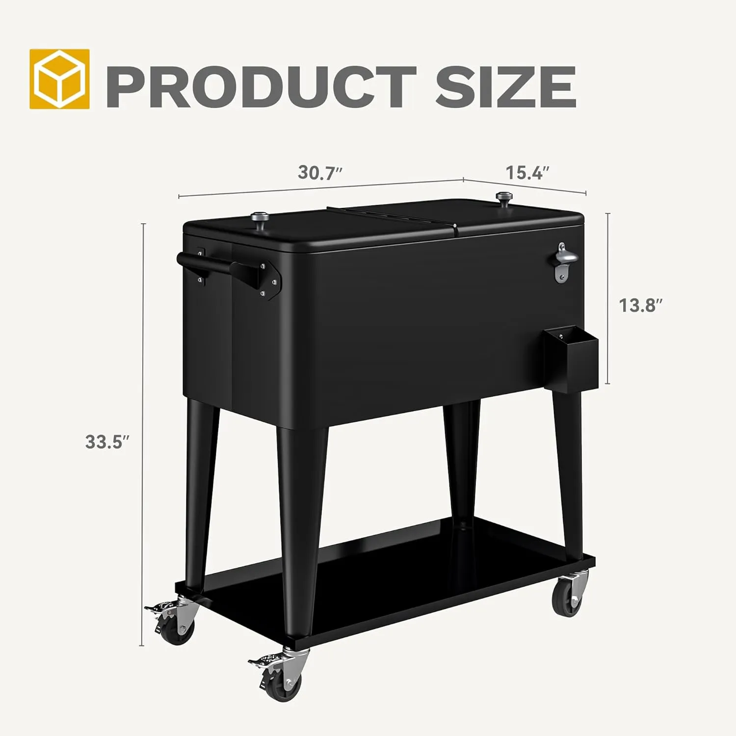 DWVO Ice Chest with Wheels,80 Quart Rolling Cooler with Bottle Opener Drainage, Patio Cooler Cart, Rolling Ice Chest with Handle for Patio Pool Deck Party BBQ Cookouts