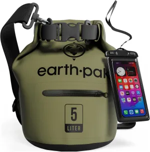 Earth Pak Waterproof Dry Bag with Zippered Pocket - Waterproof Dry Bag Backpack Keeps Gear Dry (5L Green & 20L Green)