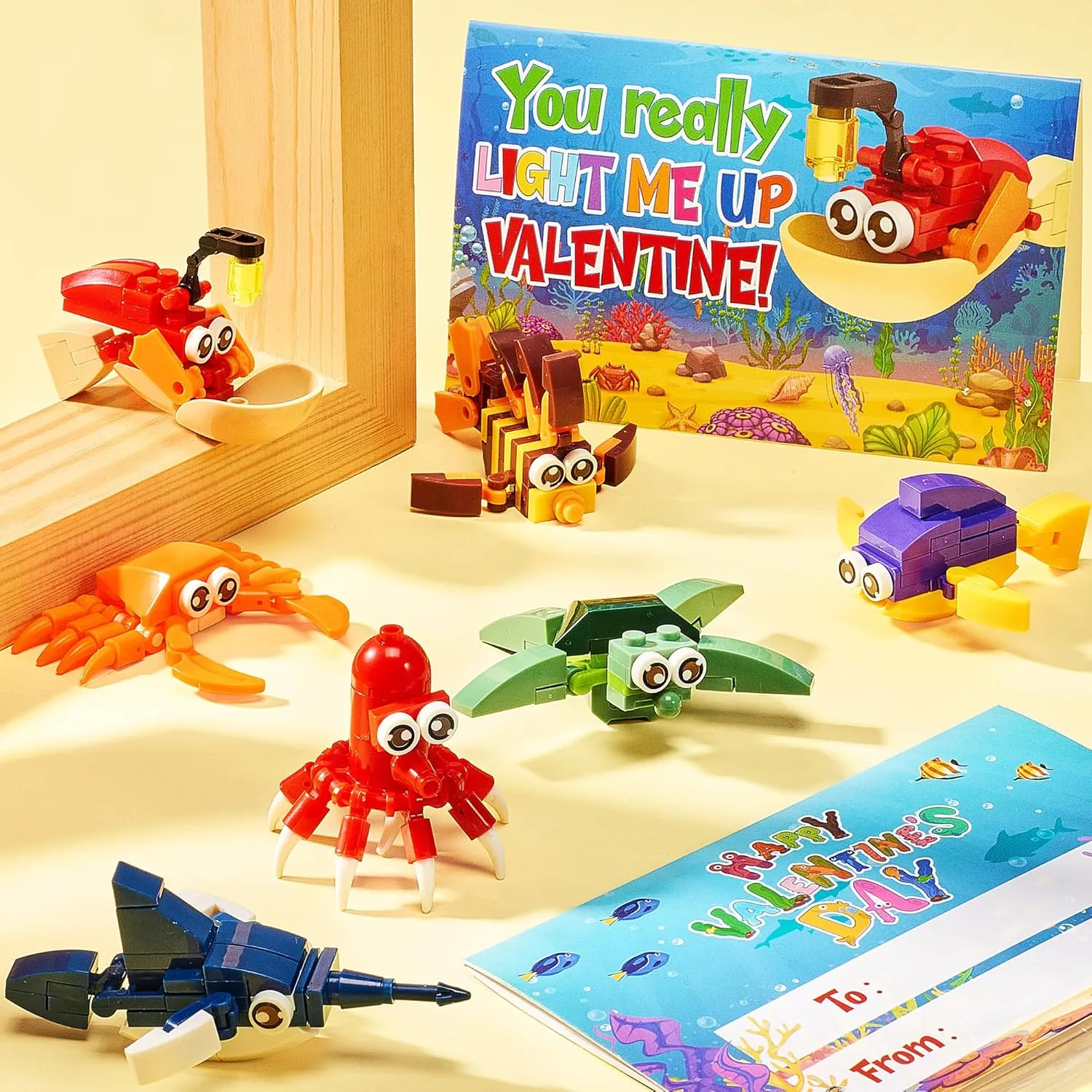 Easter Basket Stuffers Easter Gifts for Kids, 24 Pcs Sea Animal Building Block Toy with Card Easter Basket Stuffer for Teen Boy Girl, Prefilled Easter Egg Fillers Kids Party Favor Goodies Bags