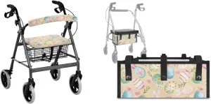 Easter Eggs 3Pcs Rollator Walker Basket and Seat Backrest Rollbar Covers Sets Rollbar Accessories Set for Seniors Drive Rollator Decor Covers and Under Seat Bag