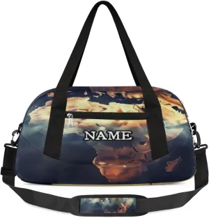 Egypt Africa Abstract Map Personalized Kids Duffel Bag Custom Gym Sports Duffle Bag Teen Travel Gymnastic Weekender Overnighter Bag Carry on Toe Bag for Boys & Girls