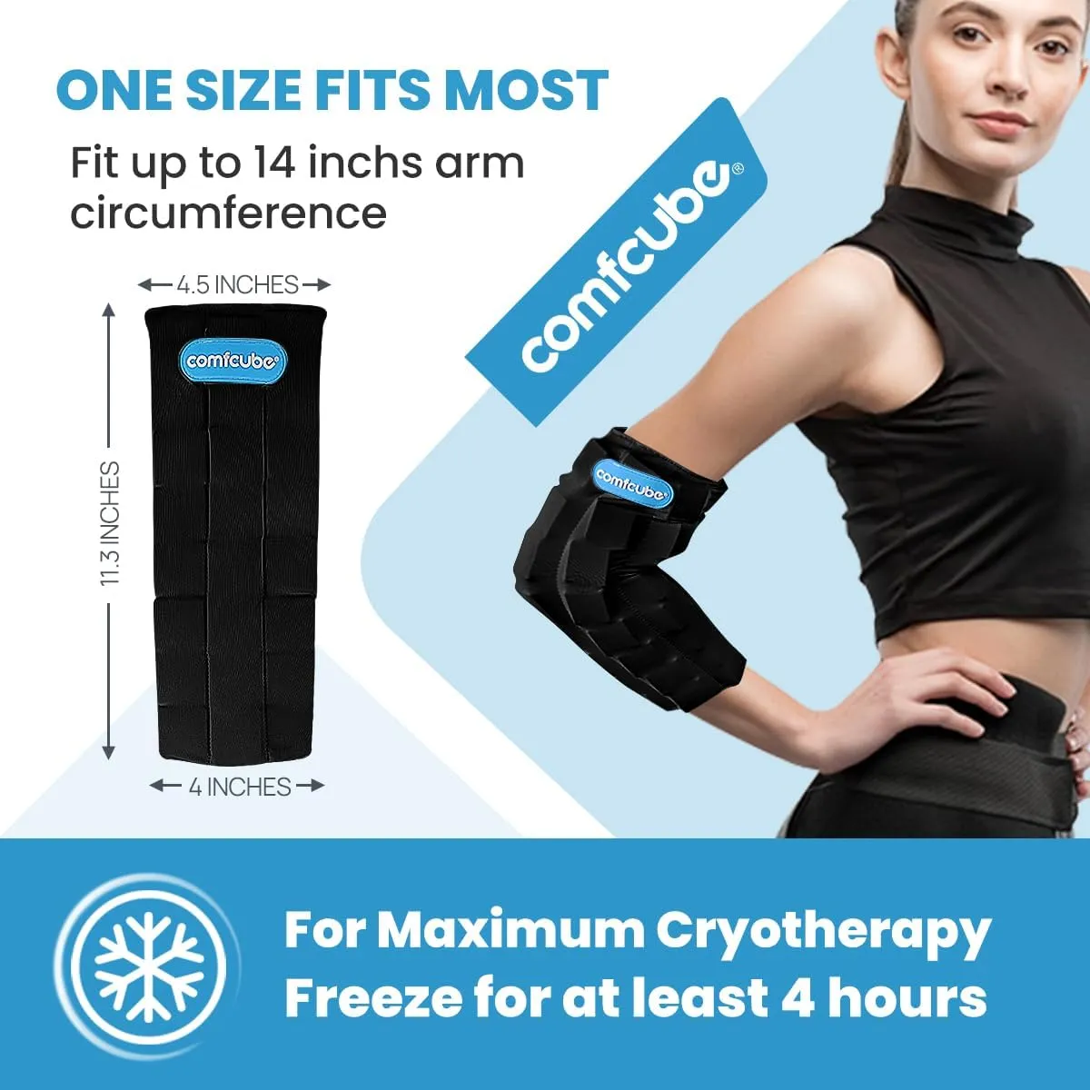 Elbow Ice Pack for Tendonitis & Tennis Elbow, 2 Hours Long Lasting Cold Compression Ice Pack Wrap Sleeve Pain Relief for Arthritis, Injuries, Swelling, Golfers Arm(Black)