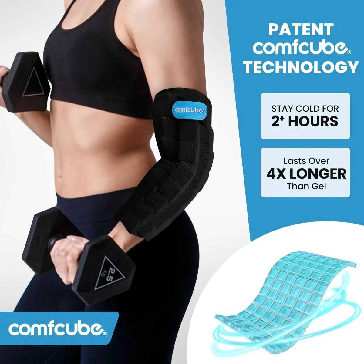 Elbow Ice Pack for Tendonitis & Tennis Elbow, 2 Hours Long Lasting Cold Compression Ice Pack Wrap Sleeve Pain Relief for Arthritis, Injuries, Swelling, Golfers Arm(Black)