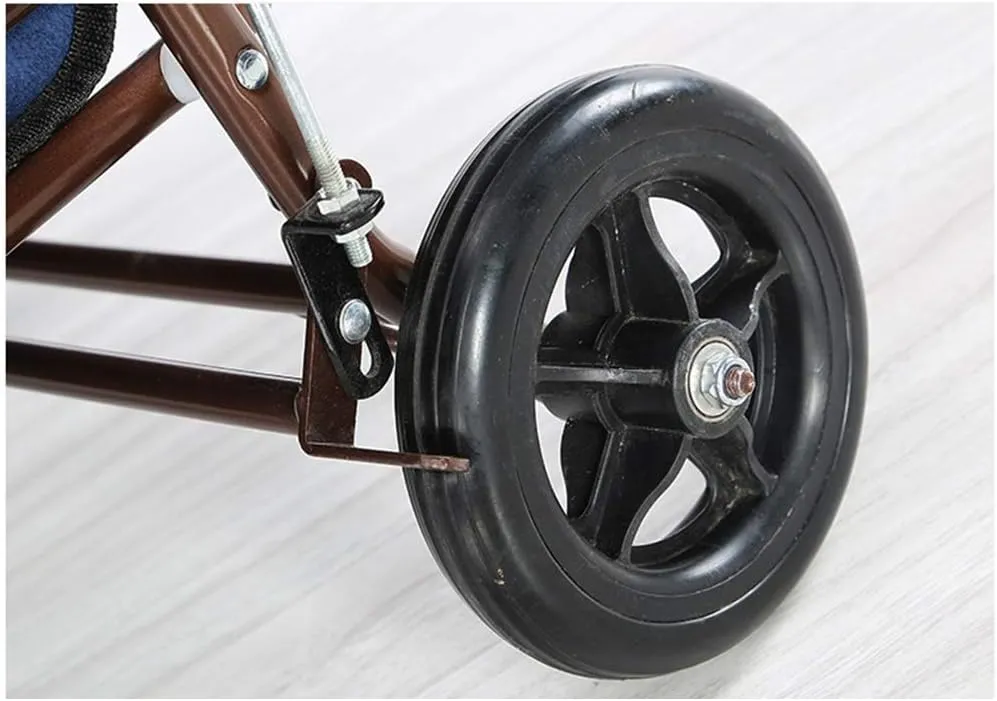 Elderly, Rollators s Lightweight Steel Pipe Folding Four Wheel Rollator with Padded Seat Carry Basket Walking aid Interesting Thoughtful (B)