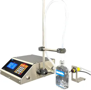 Electric Liquid Filling Machine, Stand-Up Bag Small Quantitative Automatic Bottle Filling Machine, Digital Control Water/Juice/Wine Bottle Filling Machine Stainless Steel,A