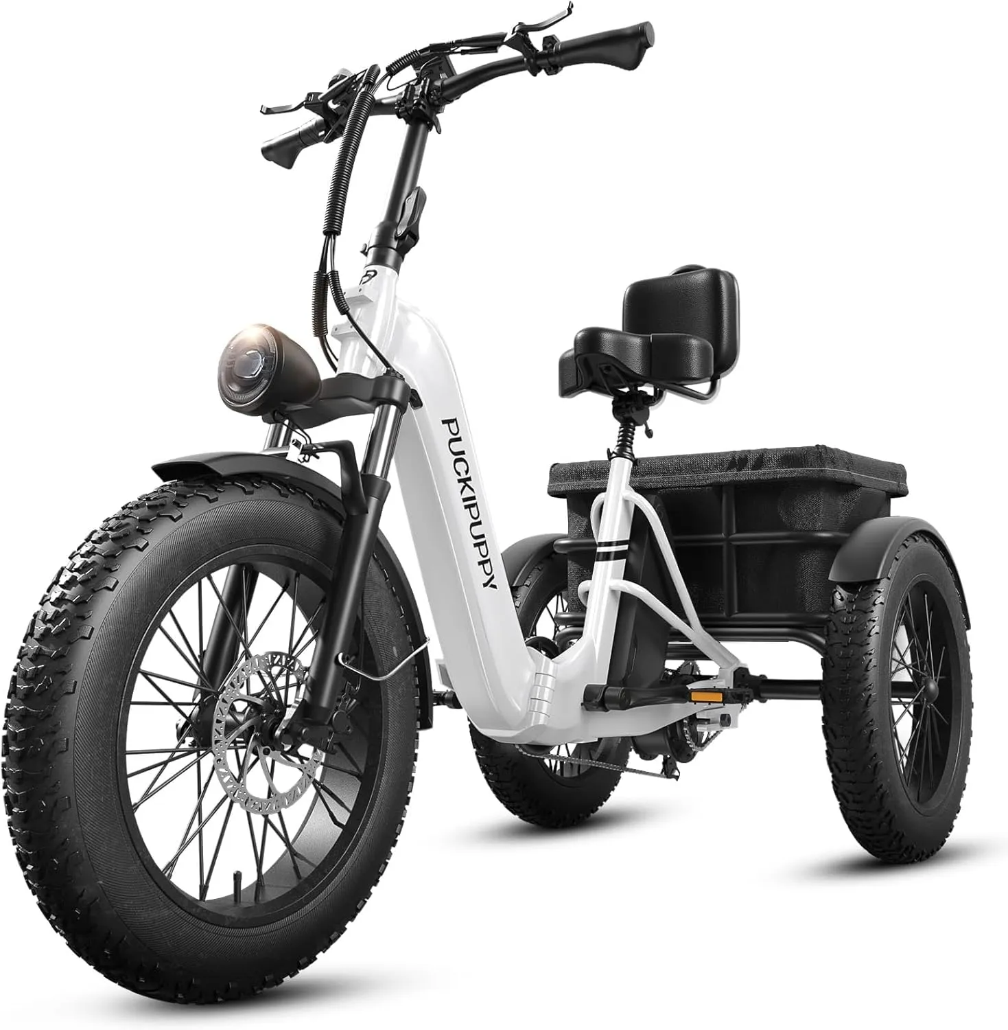 Electric Tricycle for Adult with 750W Motor, 60 Miles Range Pickup Class Trike, 500 Lbs Load Electric Trike with Rear Differential and 20” Fat Tires, 48V 18AH Cell Battery, Husky