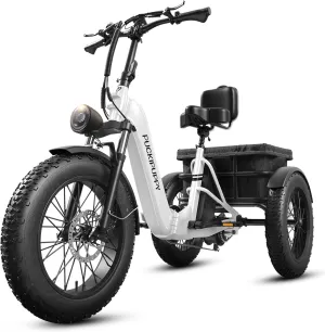 Electric Tricycle for Adult with 750W Motor, 60 Miles Range Pickup Class Trike, 500 Lbs Load Electric Trike with Rear Differential and 20” Fat Tires, 48V 18AH Cell Battery, Husky