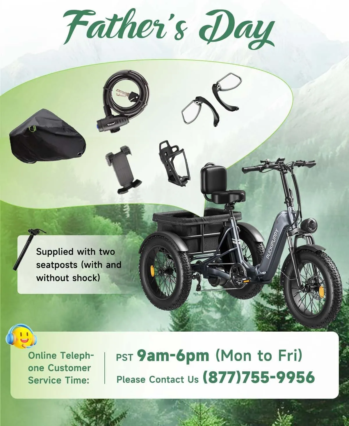 Electric Tricycle for Adult with 750W Motor, 60 Miles Range Pickup Class Trike, 500 Lbs Load Electric Trike with Rear Differential and 20” Fat Tires, 48V 18AH Cell Battery, Husky