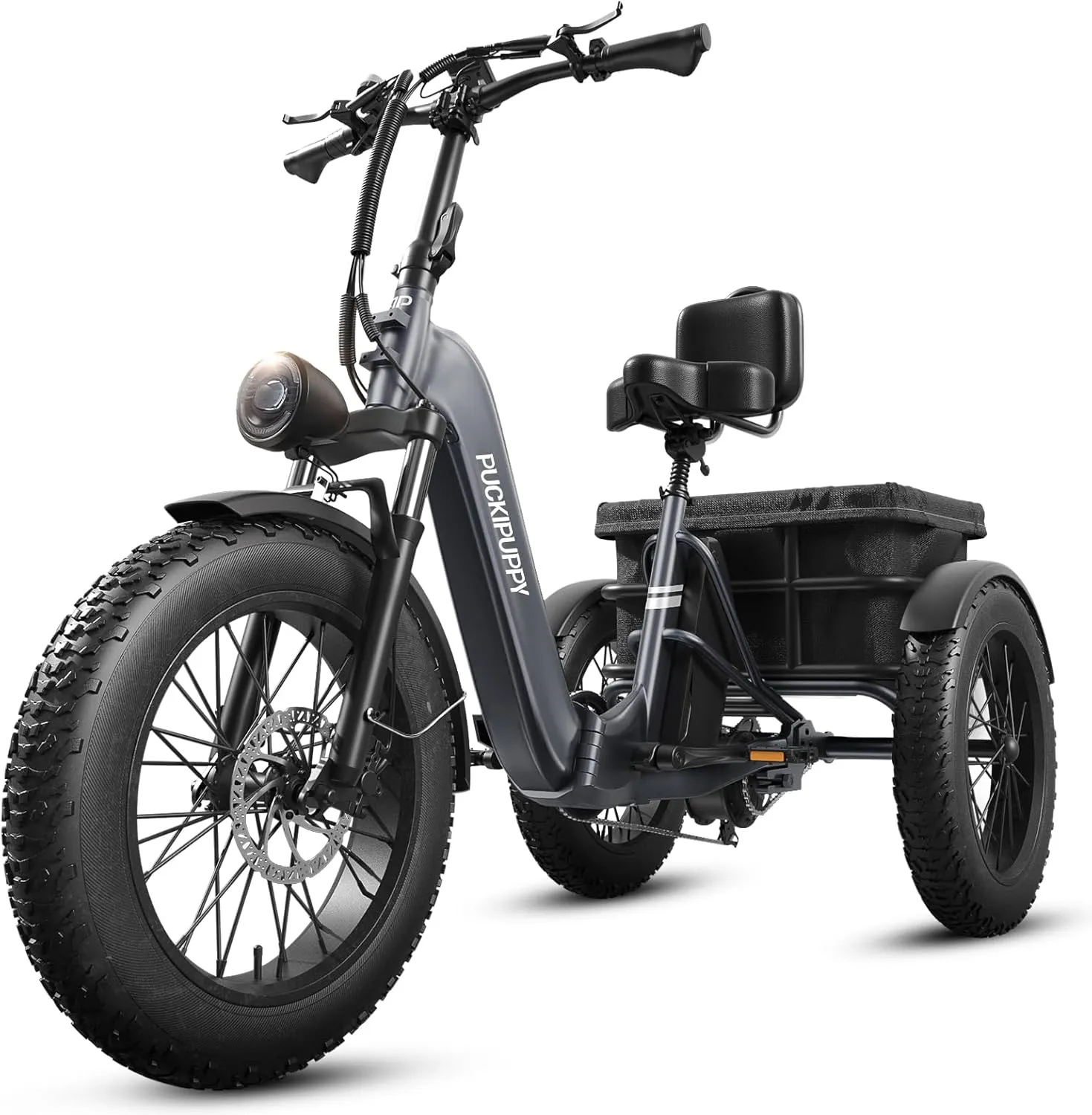 Electric Tricycle for Adult with 750W Motor, 60 Miles Range Pickup Class Trike, 500 Lbs Load Electric Trike with Rear Differential and 20” Fat Tires, 48V 18AH Cell Battery, Husky