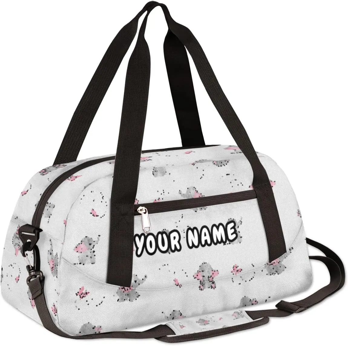 Elephant Butterfly Personalized Kids Duffel Bag for Girls Boys, Elephant Debris Custom Dance Bag Overnight Small Duffel Bag Carry On Weekend Sports Travel Bag for School Practice Gymnastics Ballet