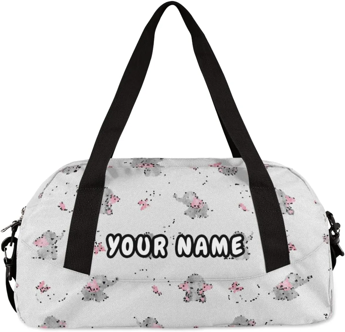 Elephant Butterfly Personalized Kids Duffel Bag for Girls Boys, Elephant Debris Custom Dance Bag Overnight Small Duffel Bag Carry On Weekend Sports Travel Bag for School Practice Gymnastics Ballet
