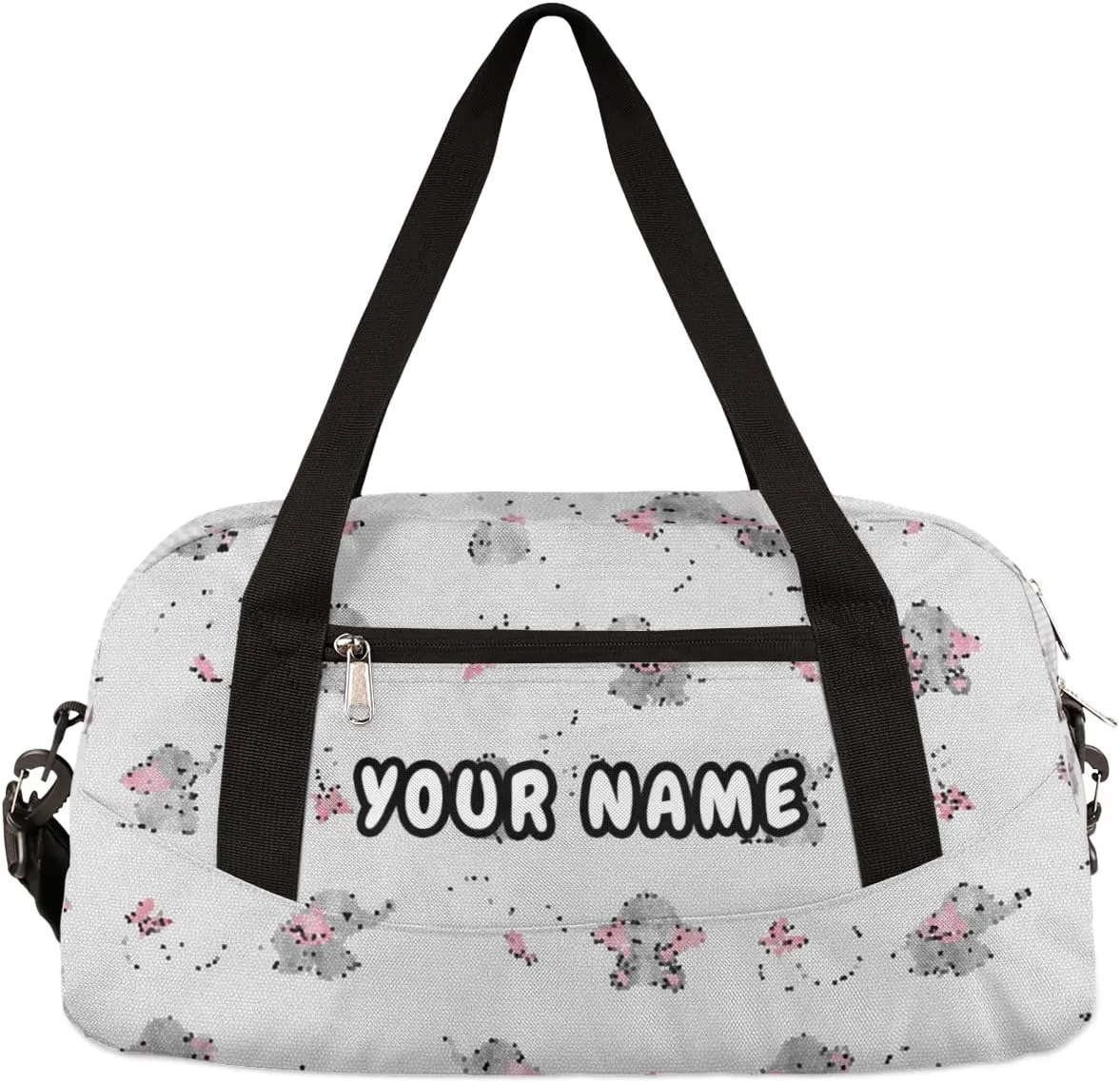 Elephant Butterfly Personalized Kids Duffel Bag for Girls Boys, Elephant Debris Custom Dance Bag Overnight Small Duffel Bag Carry On Weekend Sports Travel Bag for School Practice Gymnastics Ballet