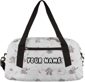 Elephant Butterfly Personalized Kids Duffel Bag for Girls Boys, Elephant Debris Custom Dance Bag Overnight Small Duffel Bag Carry On Weekend Sports Travel Bag for School Practice Gymnastics Ballet