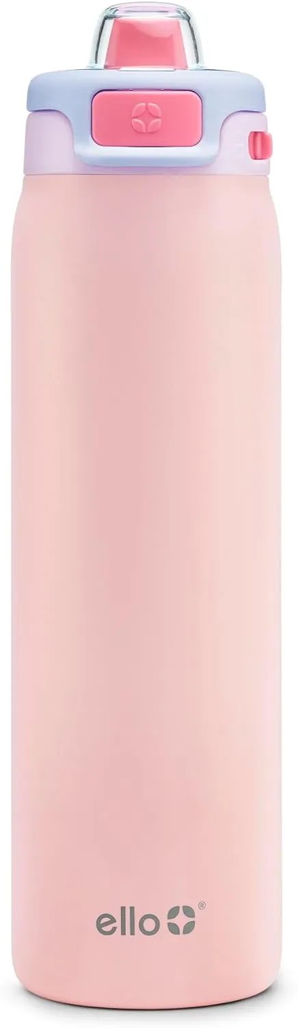 Ello Pop & Fill Stainless Steel Water Bottle with Quick Fill Technology, Double Walled Vacuum Insulated Metal, Leak Proof Locking Lid, Sip & Chug, BPA Free, Holiday Gift for Him Her, 22oz, 32oz, 40oz