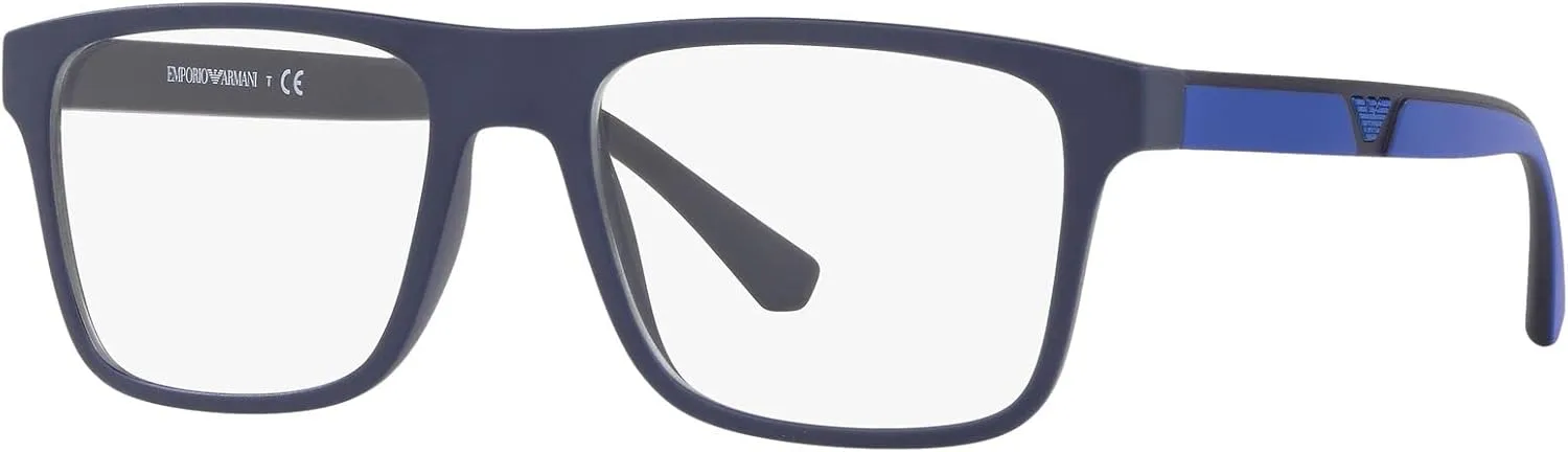 Emporio Armani Men's Ea4115 Prescription Eyewear Frames with Two Interchangeable Sun Clip-ons Rectangular