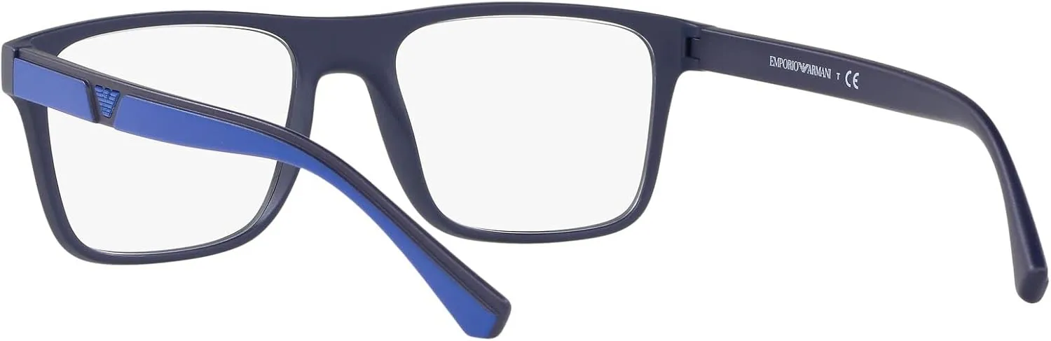 Emporio Armani Men's Ea4115 Prescription Eyewear Frames with Two Interchangeable Sun Clip-ons Rectangular