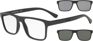 Emporio Armani Men's Ea4115f Low Bridge Fit Prescription Eyewear Frames with Two Interchangeable Sun Clip-ons Rectangular