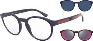 Emporio Armani Men's Ea4152 Prescription Eyewear Frames with Two Interchangeable Sun Clip-ons Round