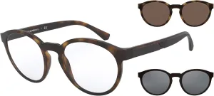 Emporio Armani Men's Ea4152 Prescription Eyewear Frames with Two Interchangeable Sun Clip-ons Round