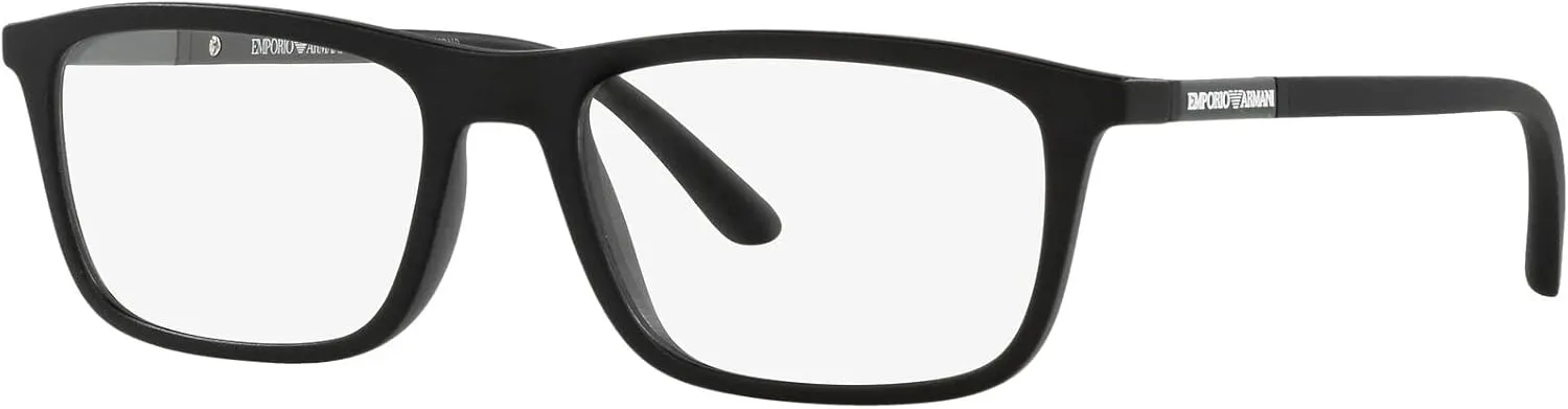 Emporio Armani Men's Ea4160 Prescription Eyewear Frames with Two Interchangeable Sun Clip-ons Rectangular