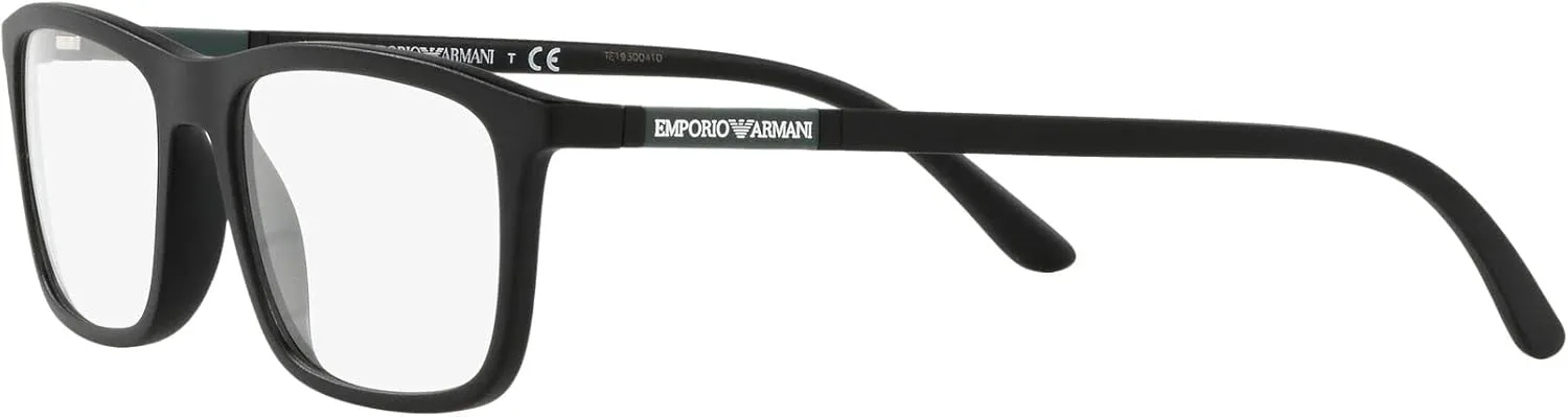 Emporio Armani Men's Ea4160 Prescription Eyewear Frames with Two Interchangeable Sun Clip-ons Rectangular