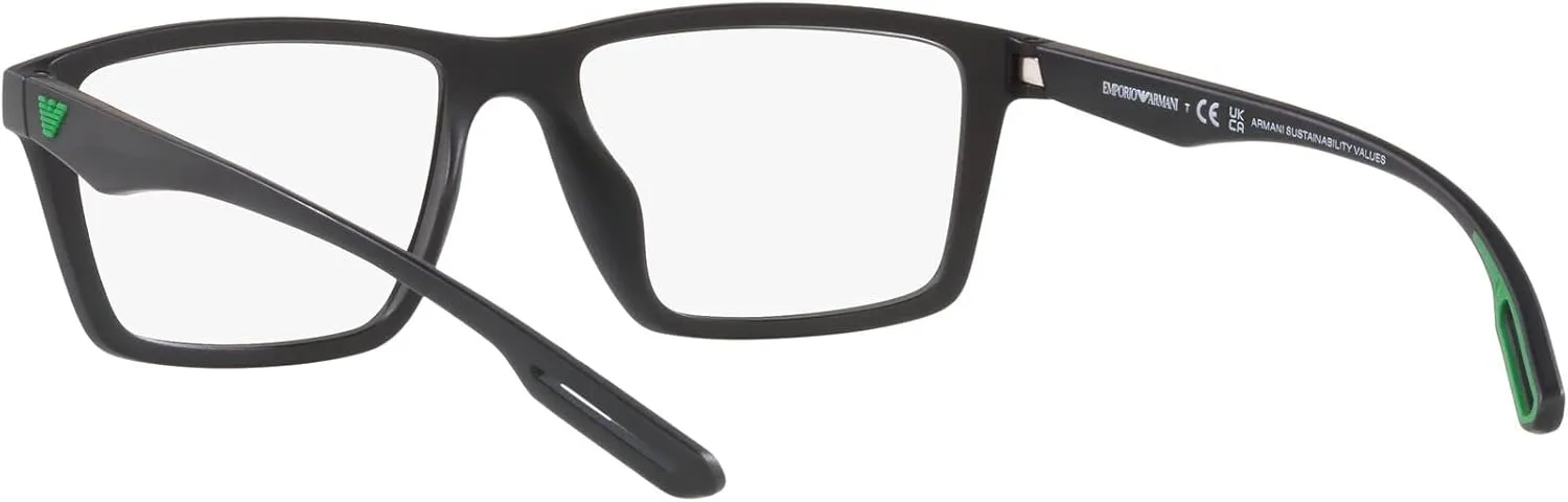Emporio Armani Men's Ea4189u Universal Fit Prescription Eyewear Frames with Two Interchangeable Sun Clip-ons Rectangular