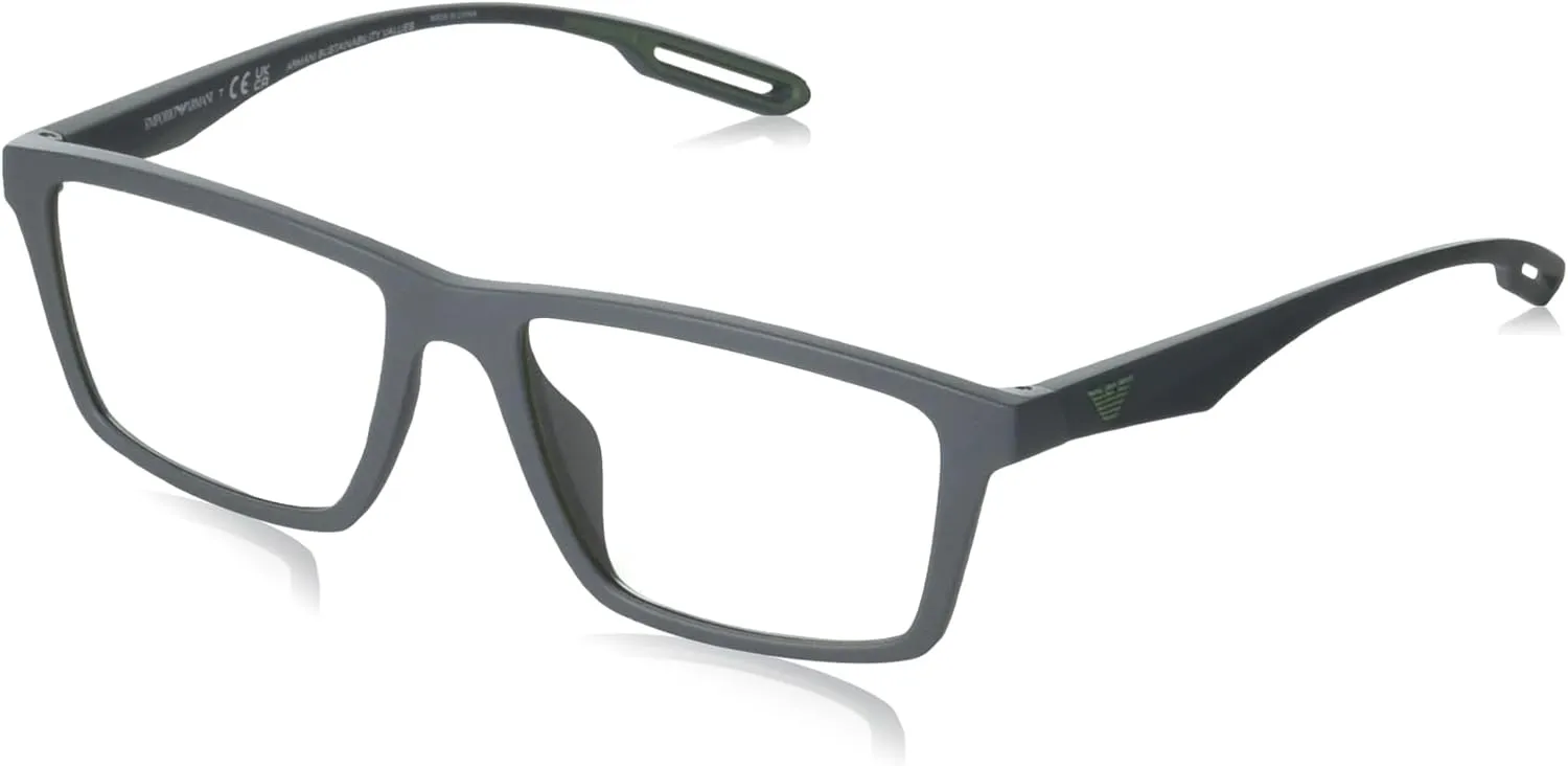Emporio Armani Men's Ea4189u Universal Fit Prescription Eyewear Frames with Two Interchangeable Sun Clip-ons Rectangular