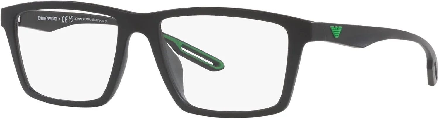 Emporio Armani Men's Ea4189u Universal Fit Prescription Eyewear Frames with Two Interchangeable Sun Clip-ons Rectangular