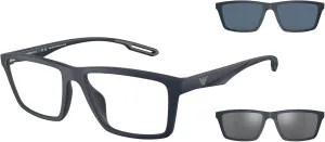 Emporio Armani Men's Ea4189u Universal Fit Prescription Eyewear Frames with Two Interchangeable Sun Clip-ons Rectangular